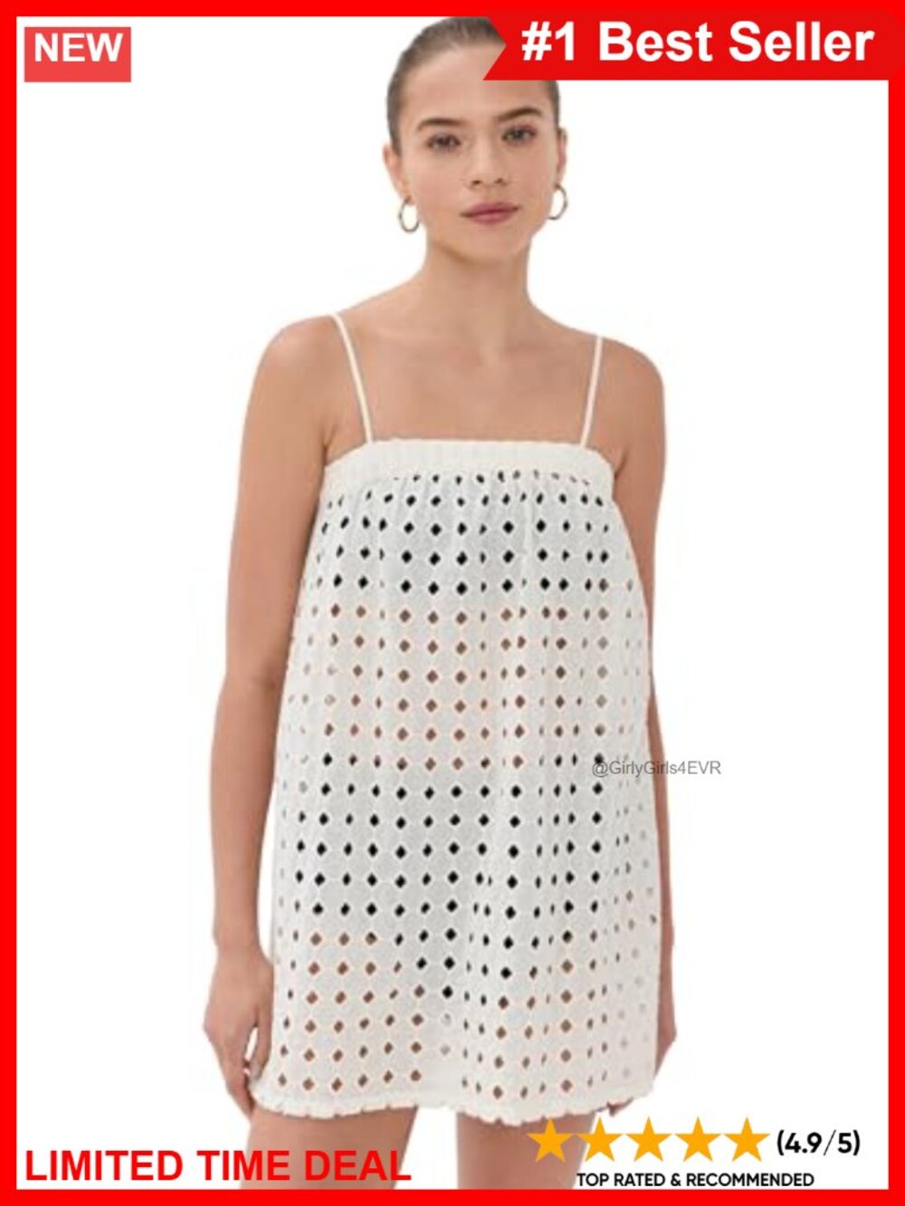 Sleeveless Eyelet Sheath Mini Dress Square Neck Casual